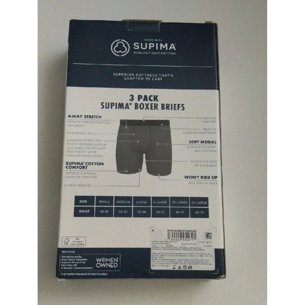 Wrangler Supima Limited Edition Black 3-Pack Boxer Briefs Men's Size Medium New